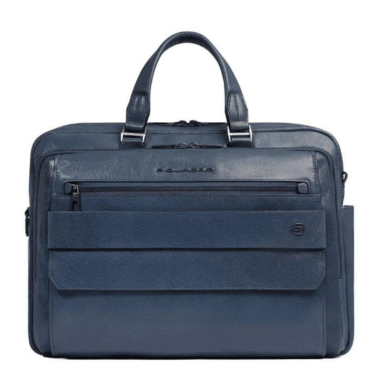 PIQUADRO Cartella  2 manici porta PC 15,6'' in pelle Avio 
