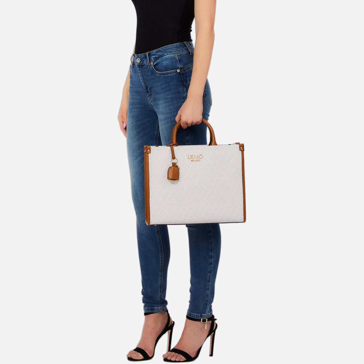LIU JO Borsa jacquard media Naturale/sequoia 
