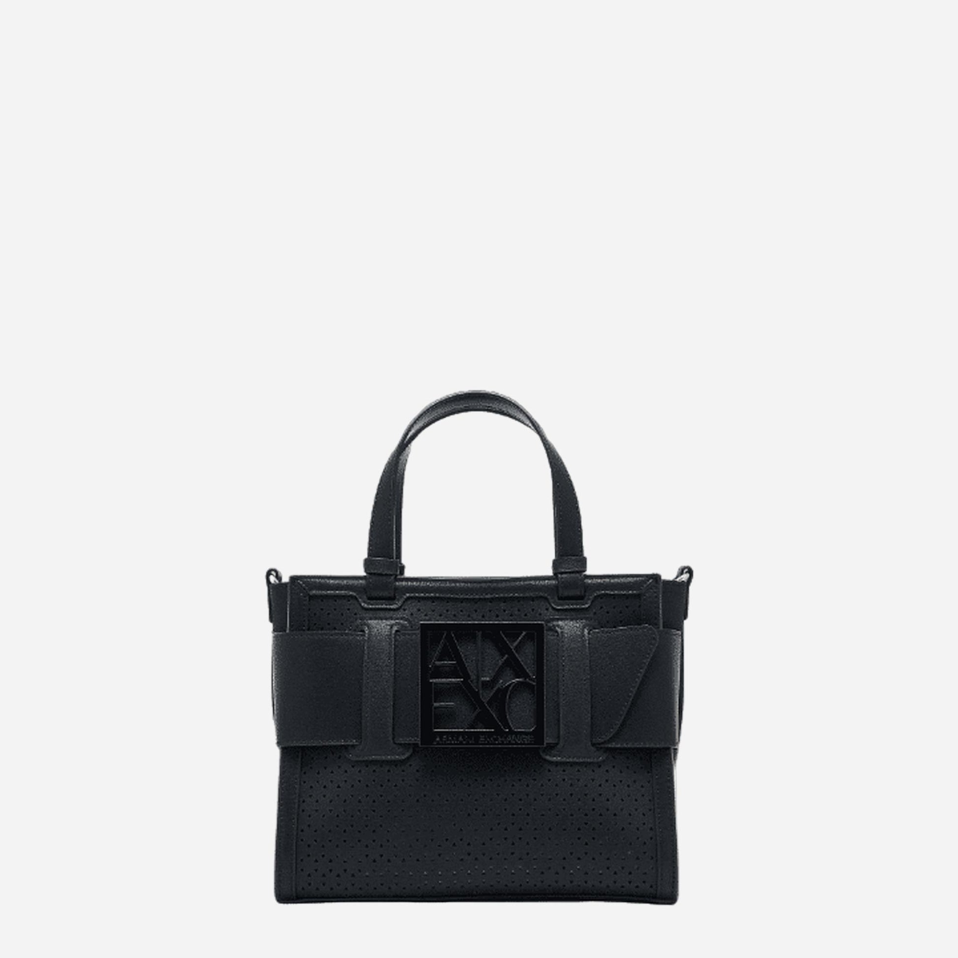 ARMANI EXCHANGE Borsa a mano piccola a spalla laserata BLACK 