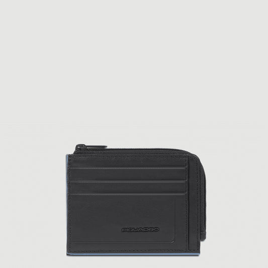 PIQUADRO Portamonete in pelle con porta documenti e carte Nero 