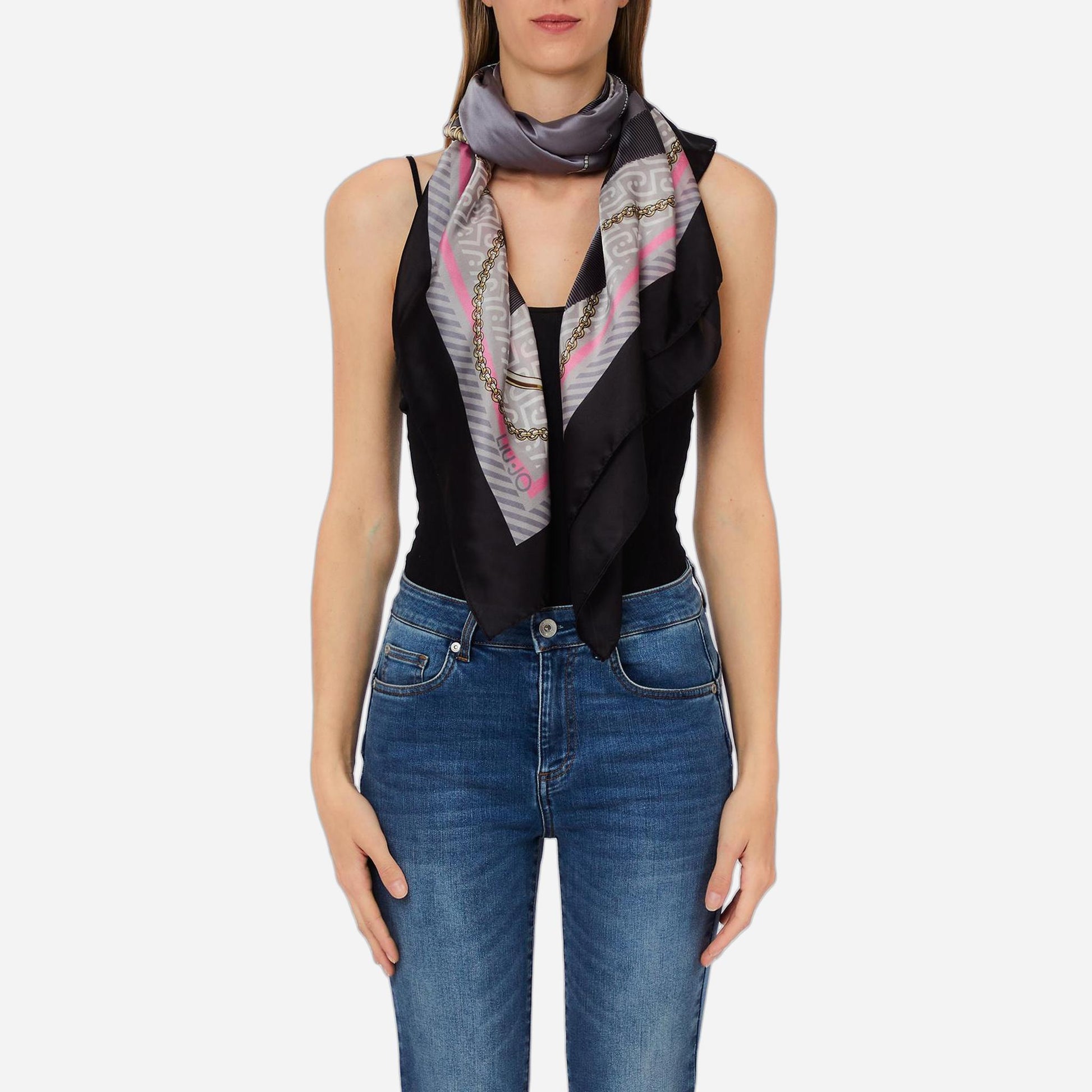 LIU JO Foulard con nastri BLACK 