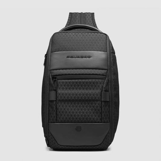 PIQUADRO Zaino monospalla uomo porta iPad® in tessuto Nero 
