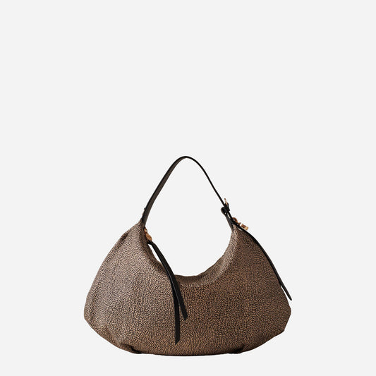 borbonese PRIVE BORSA HOBO MEDIUM OP NATURALE/NERO 