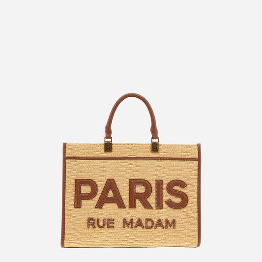 RUE MADAM ICONIQUE TOTE STRAW STRAW BROWN 