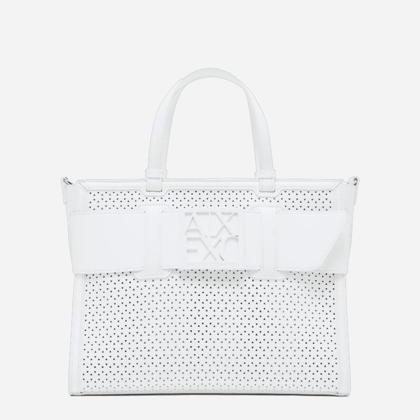 ARMANI EXCHANGE Borsa shopping grande traforata Off White 
