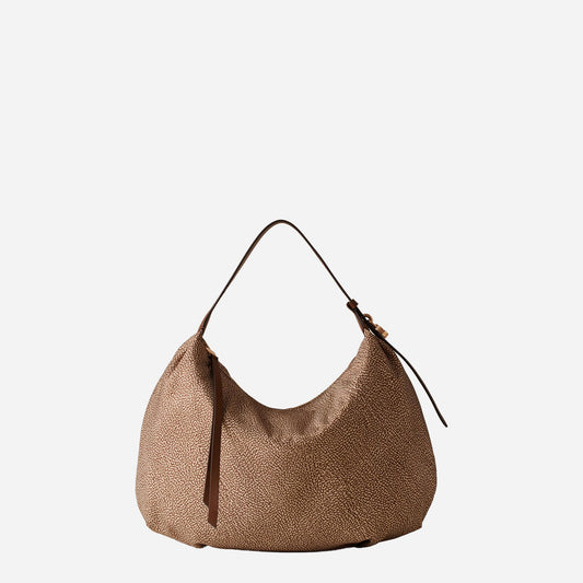 borbonese PRIVE BORSA HOBO MEDIUM Beige/marrone 