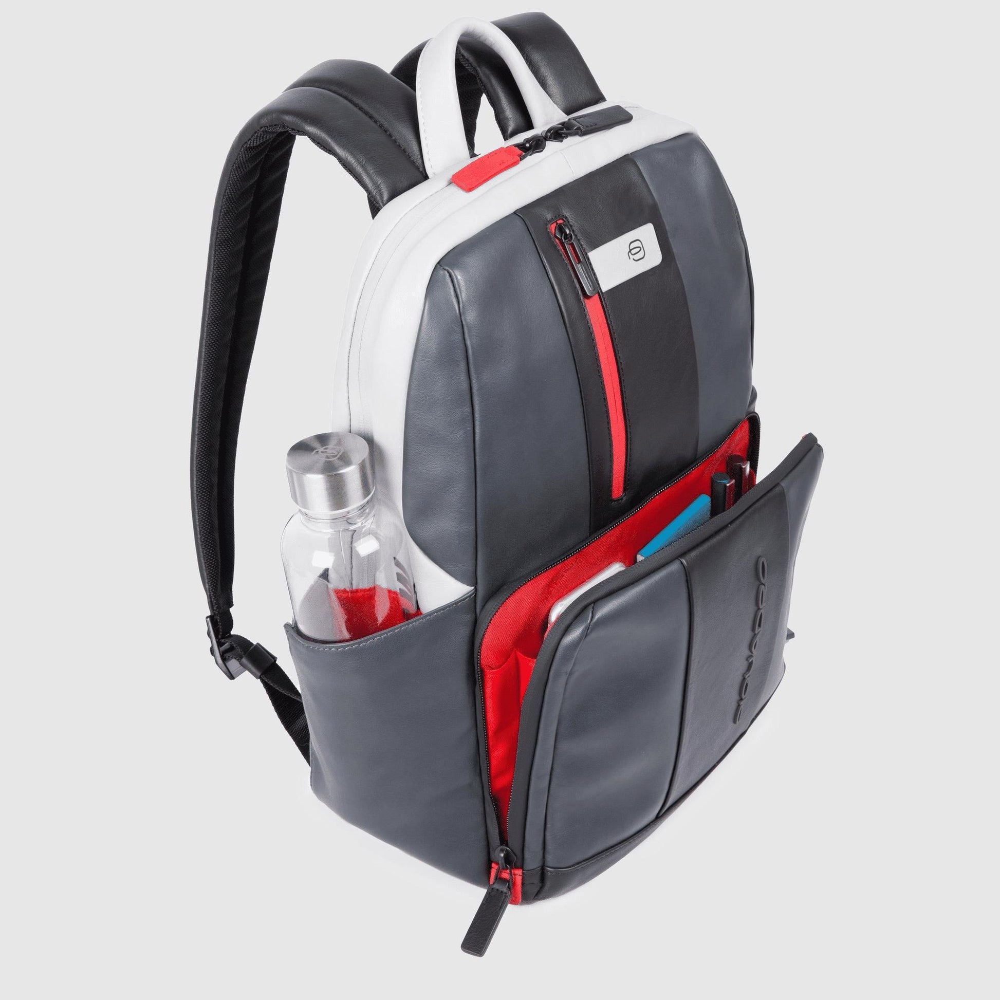 PIQUADRO Zaino piccolo porta pc e iPad® in pelle Nero/grigio 