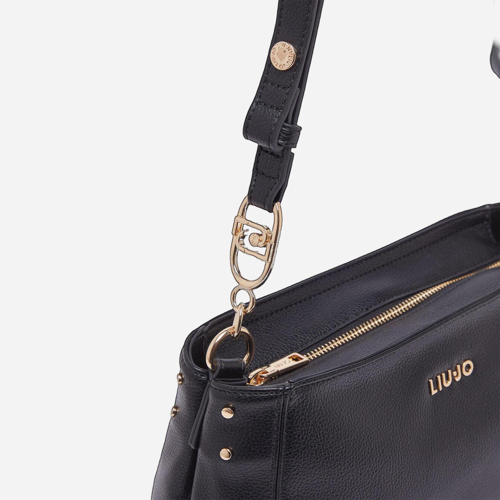 LIU JO Borsa media con charm BLACK 