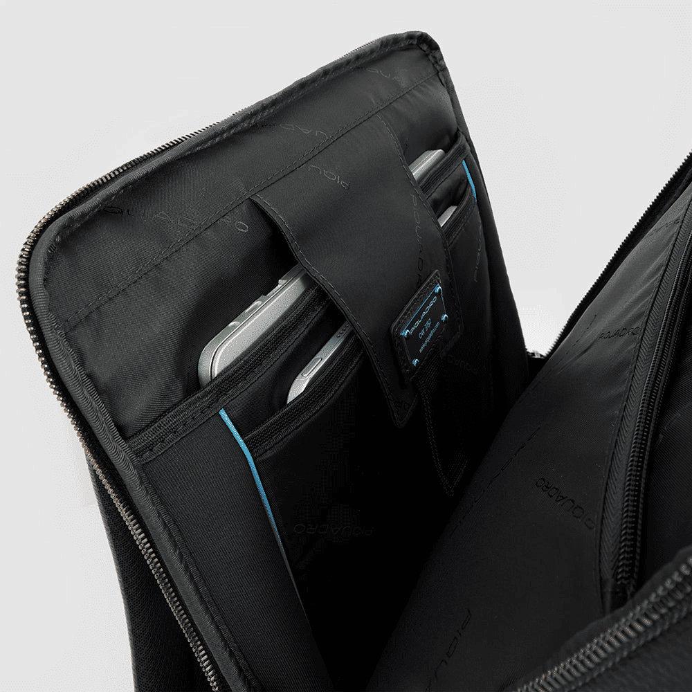 PIQUADRO Zaino uomo porta PC e porta iPad® in pelle Nero 