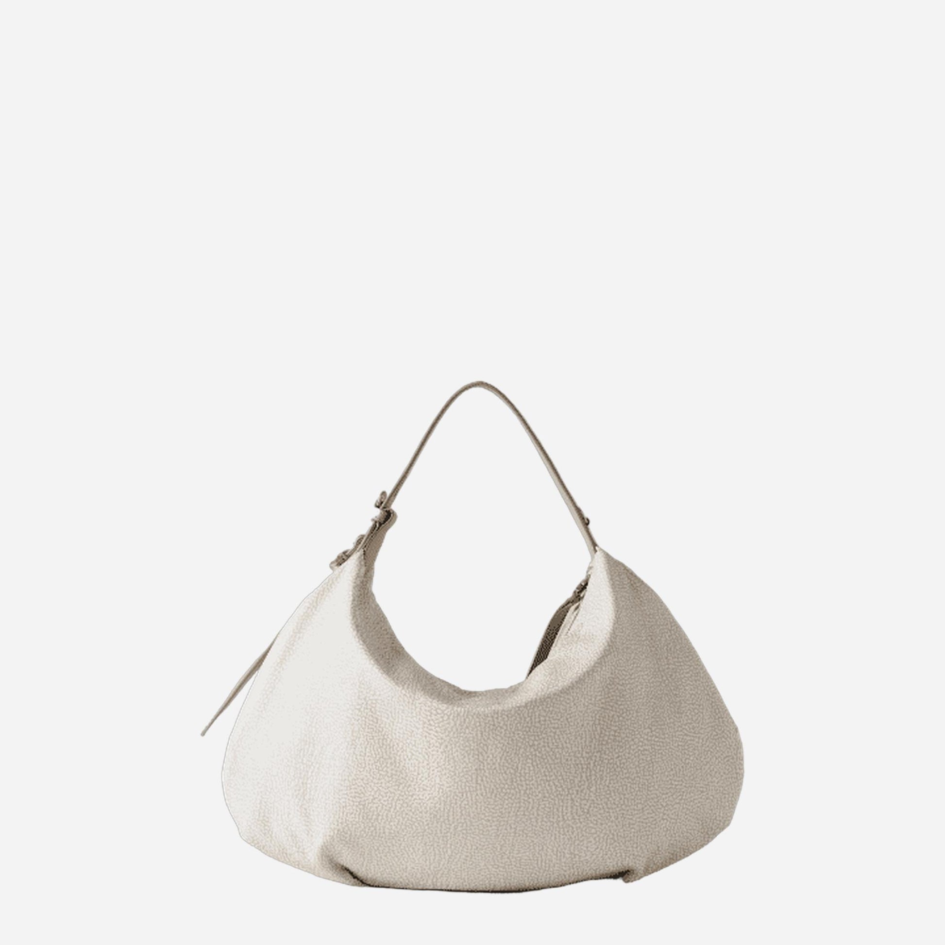 borbonese PRIVE BORSA HOBO MEDIUM WHITE COTTON 