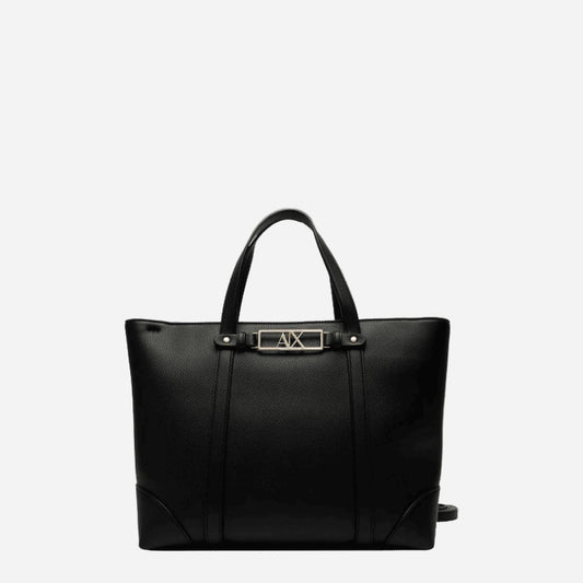 ARMANI EXCHANGE Shopper media in pelle BLACK 