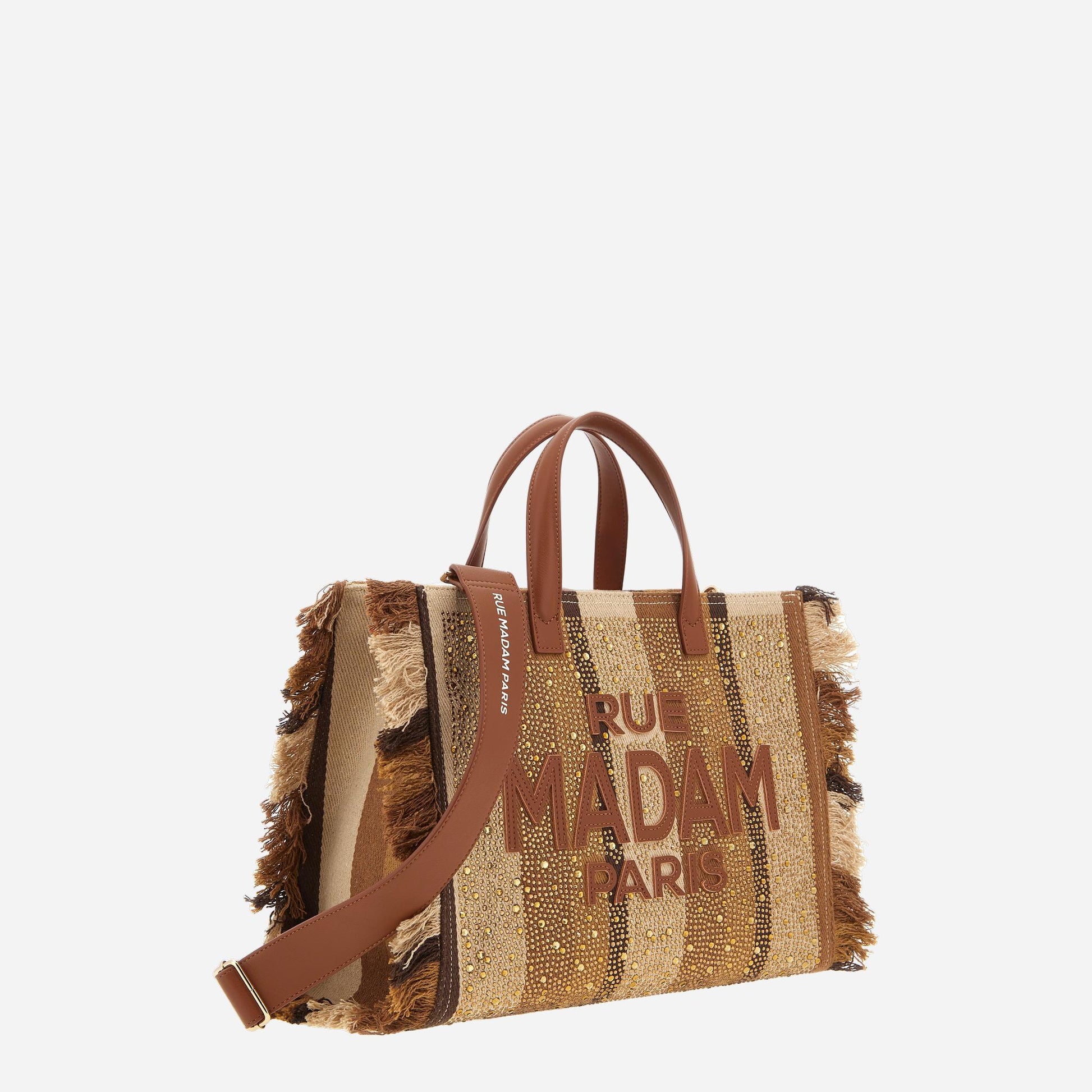 RUE MADAM CASABLANCA TOTE STRIPES BROWN 