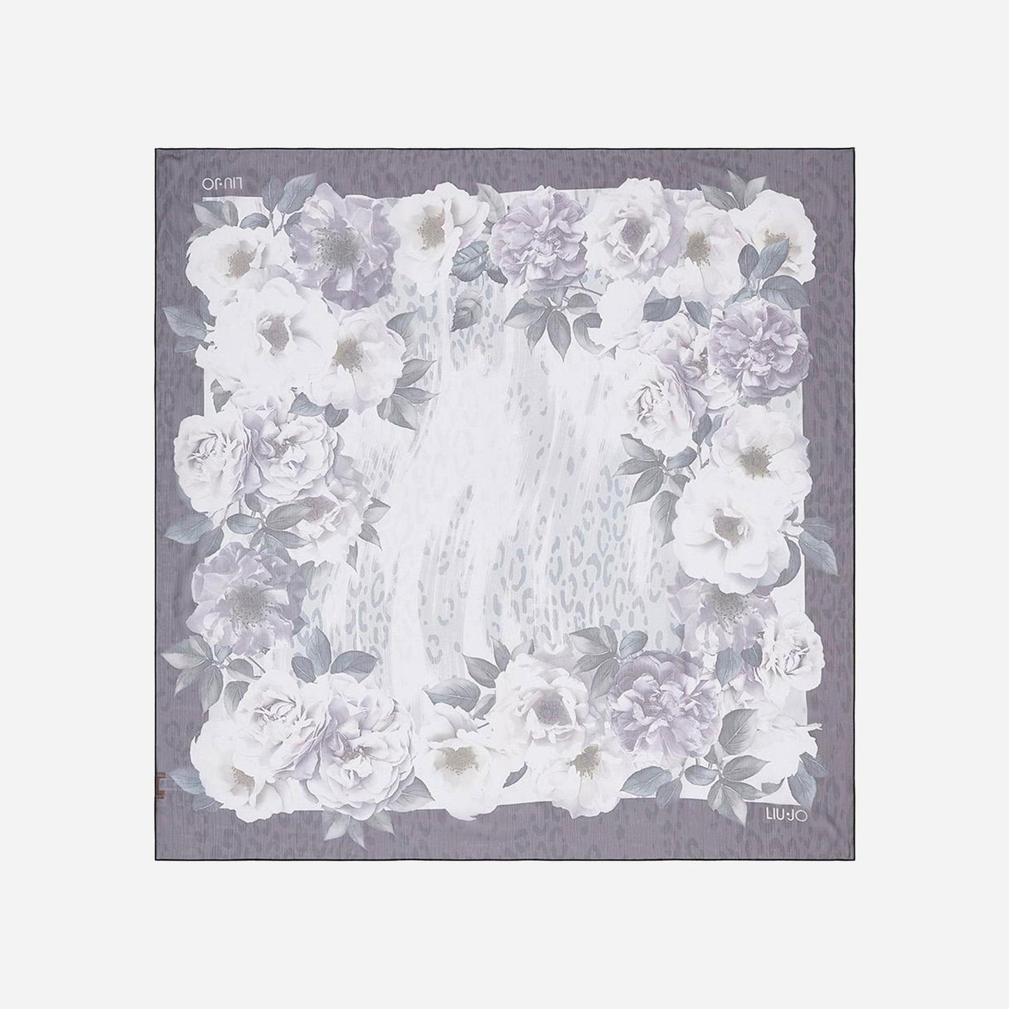 LIU JO Foulard grande con peonie BLACK 