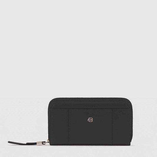 PIQUADRO Portafogli donna grande con zip Nero 