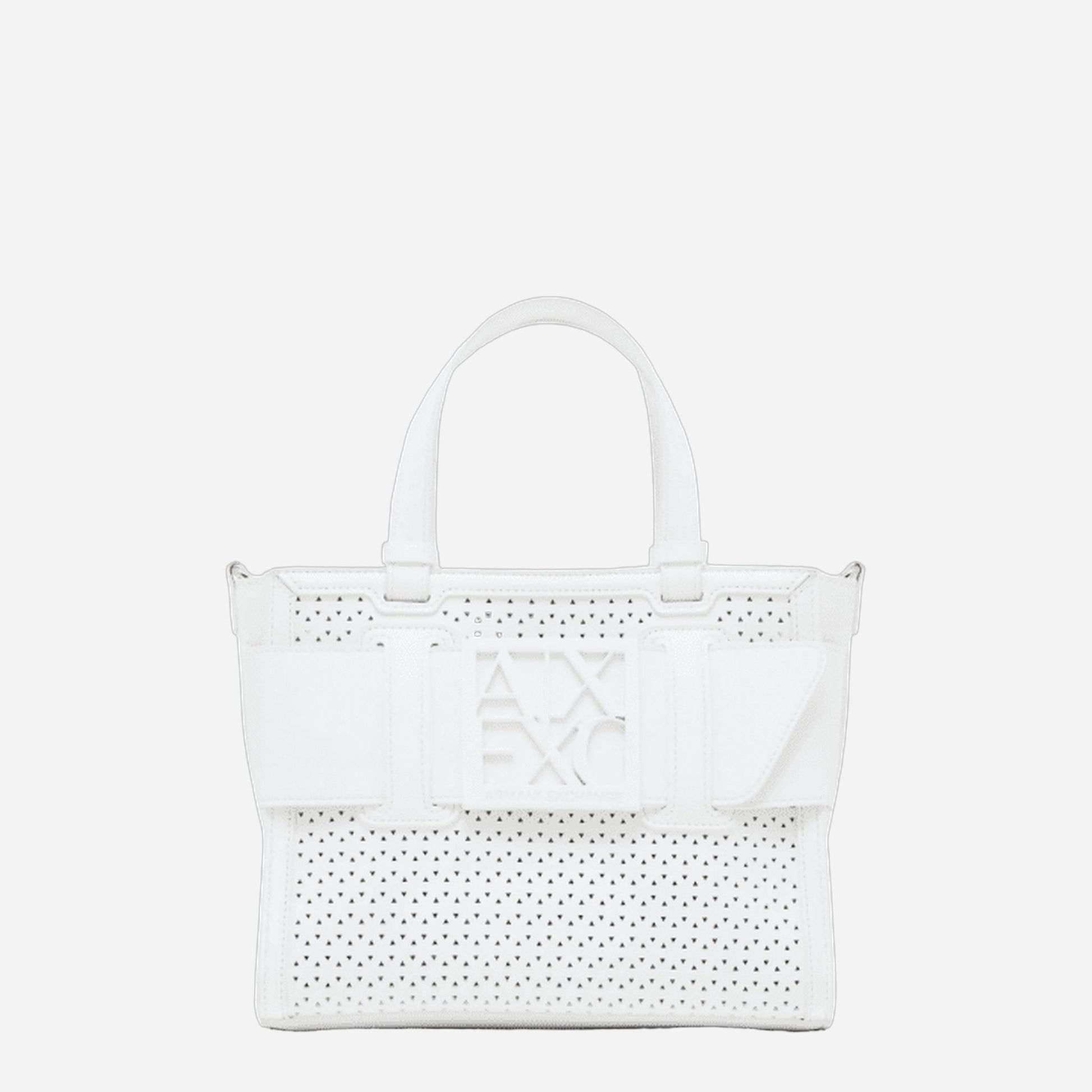 ARMANI EXCHANGE Borsa a mano laserata Off White 