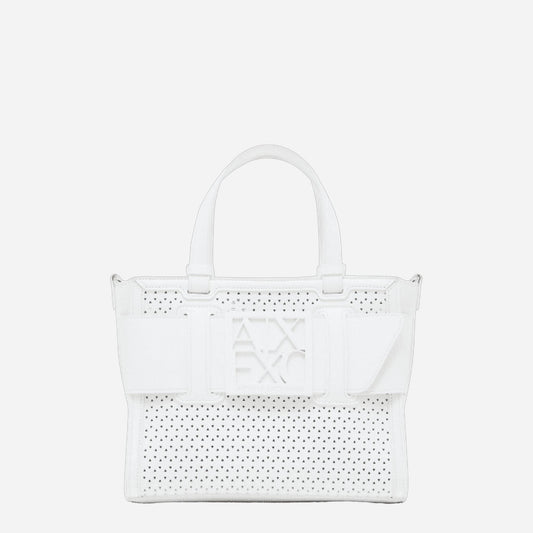 ARMANI EXCHANGE Borsa a mano laserata Off White 