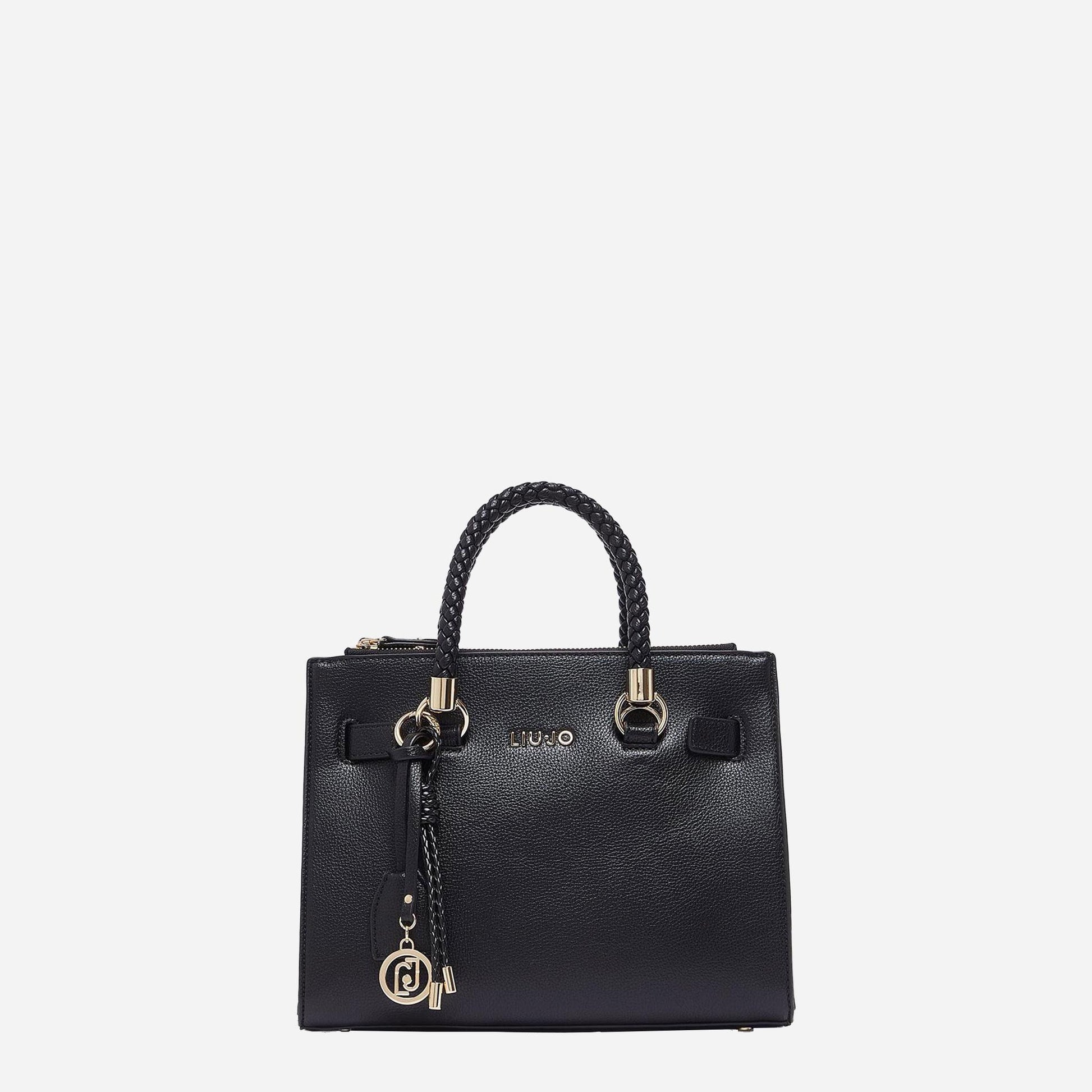 LIU JO Borsa satchel piccola con charms BLACK 