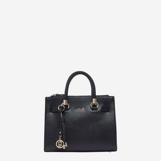 LIU JO Borsa satchel piccola con charms BLACK 
