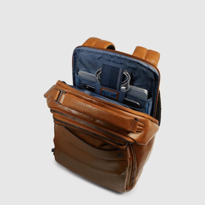 PIQUADRO Zaino porta PC 14'' in pelle Beige 