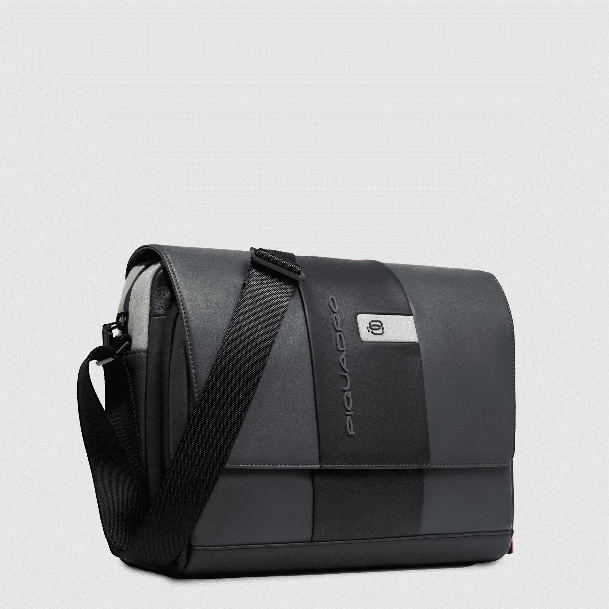 PIQUADRO Borsa messenger uomo in pelle porta pc Grigio/nero 