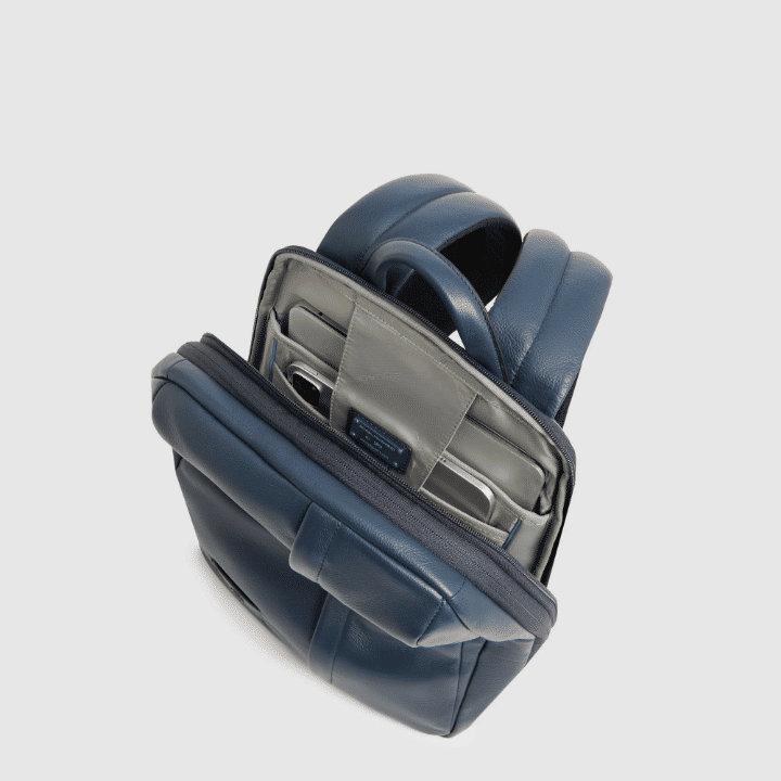 PIQUADRO Zaino PC 14'' espandibile in pelle Blu 