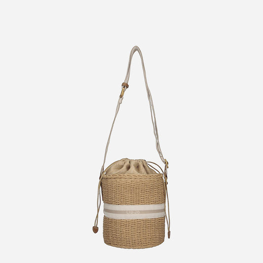 LIU JO Borsa secchiello in paglia CREAM 