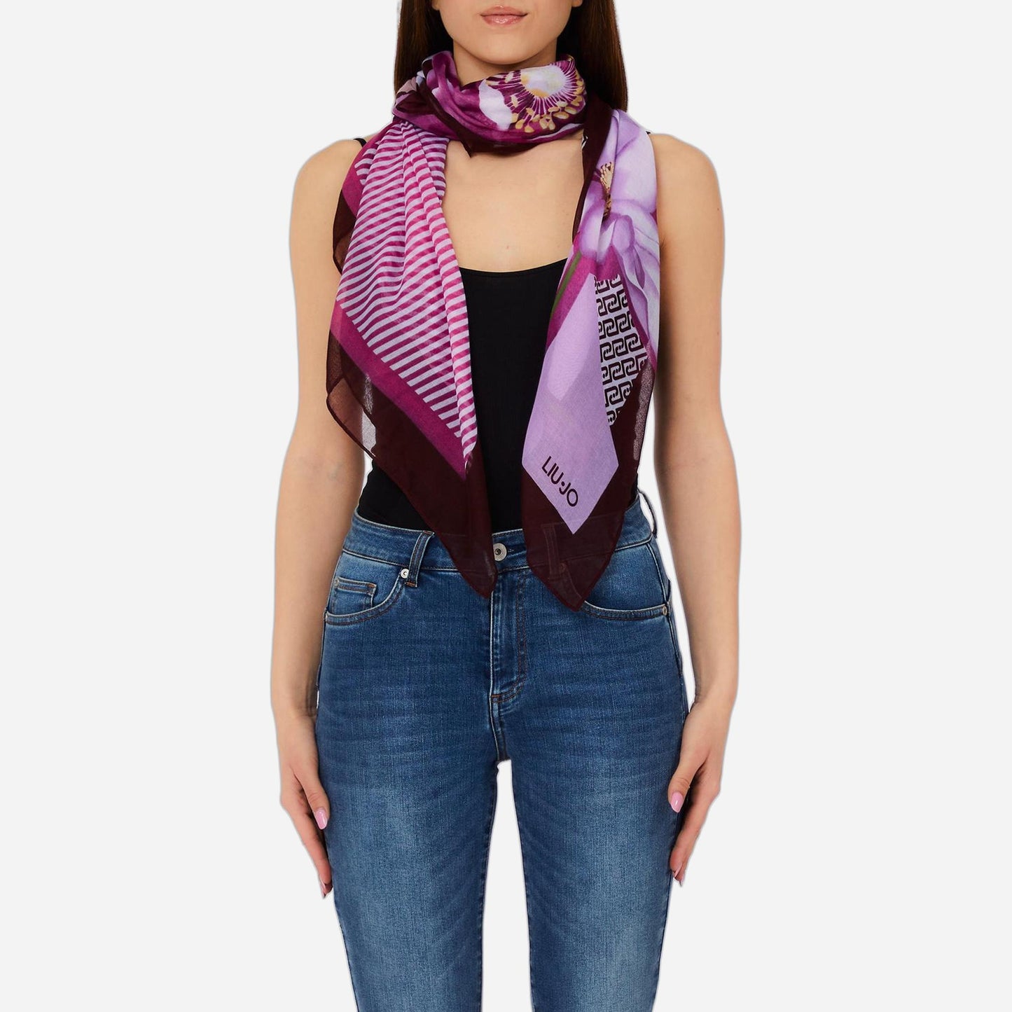 LIU JO Foulard grande colorblock CRANBERRY 