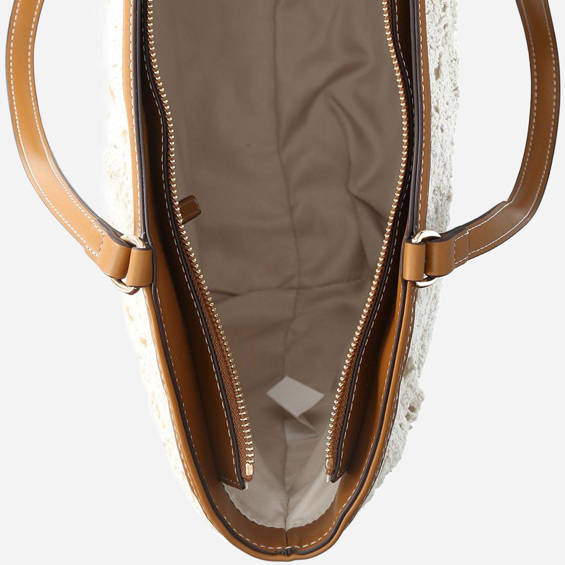 LIU JO Borsa tote grande in pizzo CREAM 