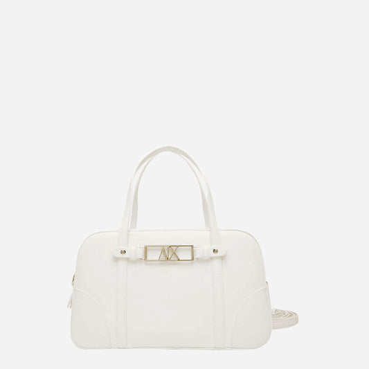 ARMANI EXCHANGE Borsa a mano piccola in ecopelle Off White 