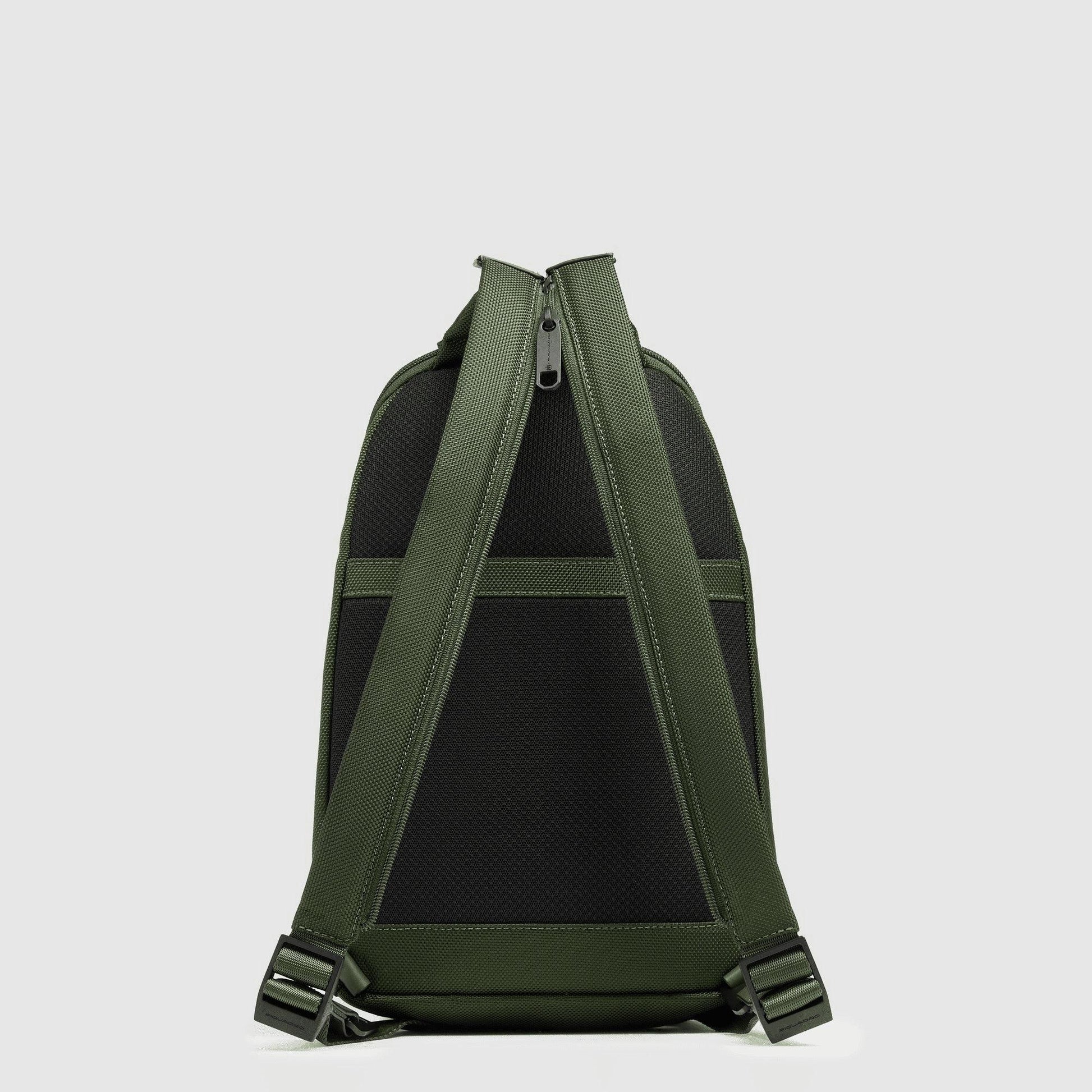 PIQUADRO Monospalla in pelle e tessuto Verde 