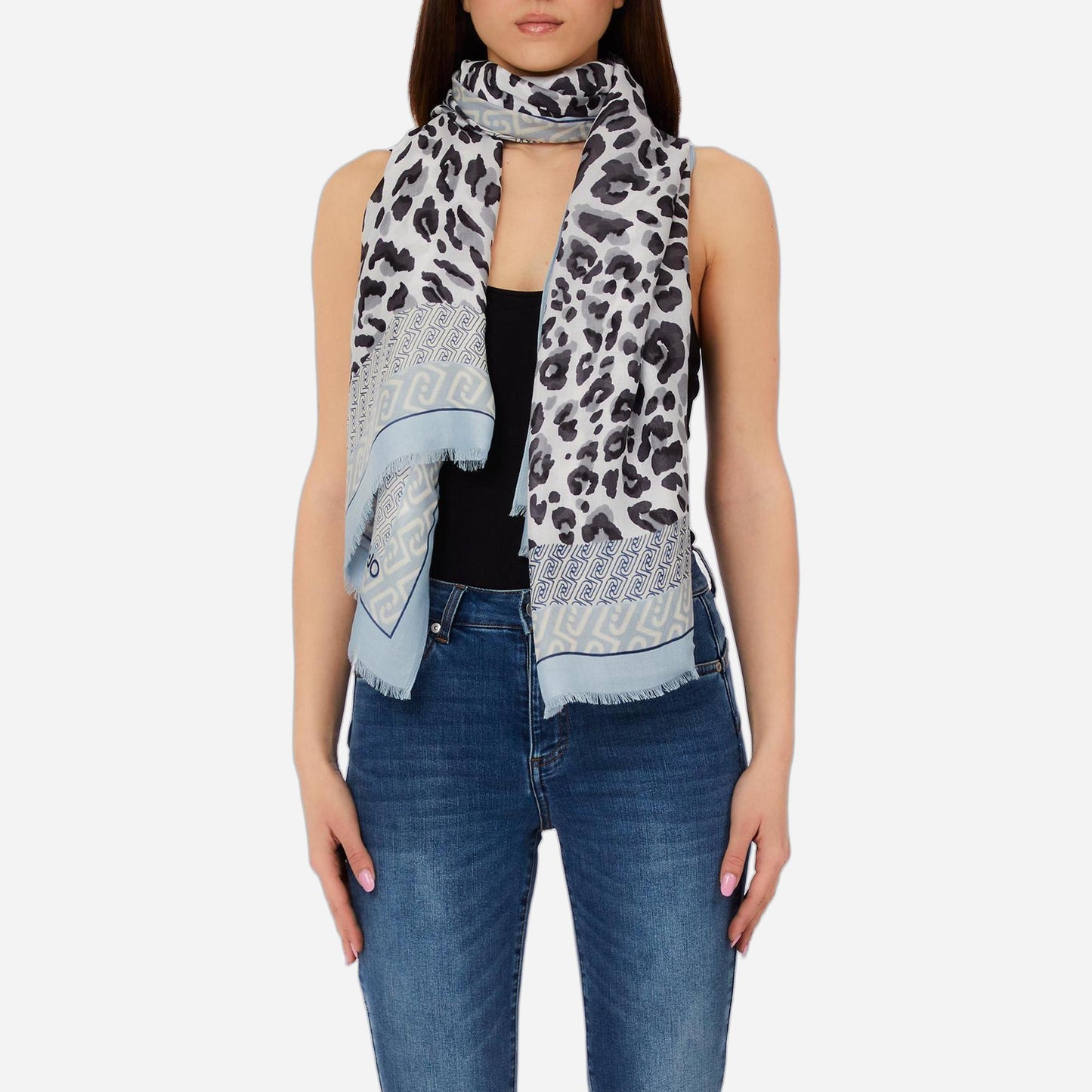 LIU JO Stola animalier Dusty blue 