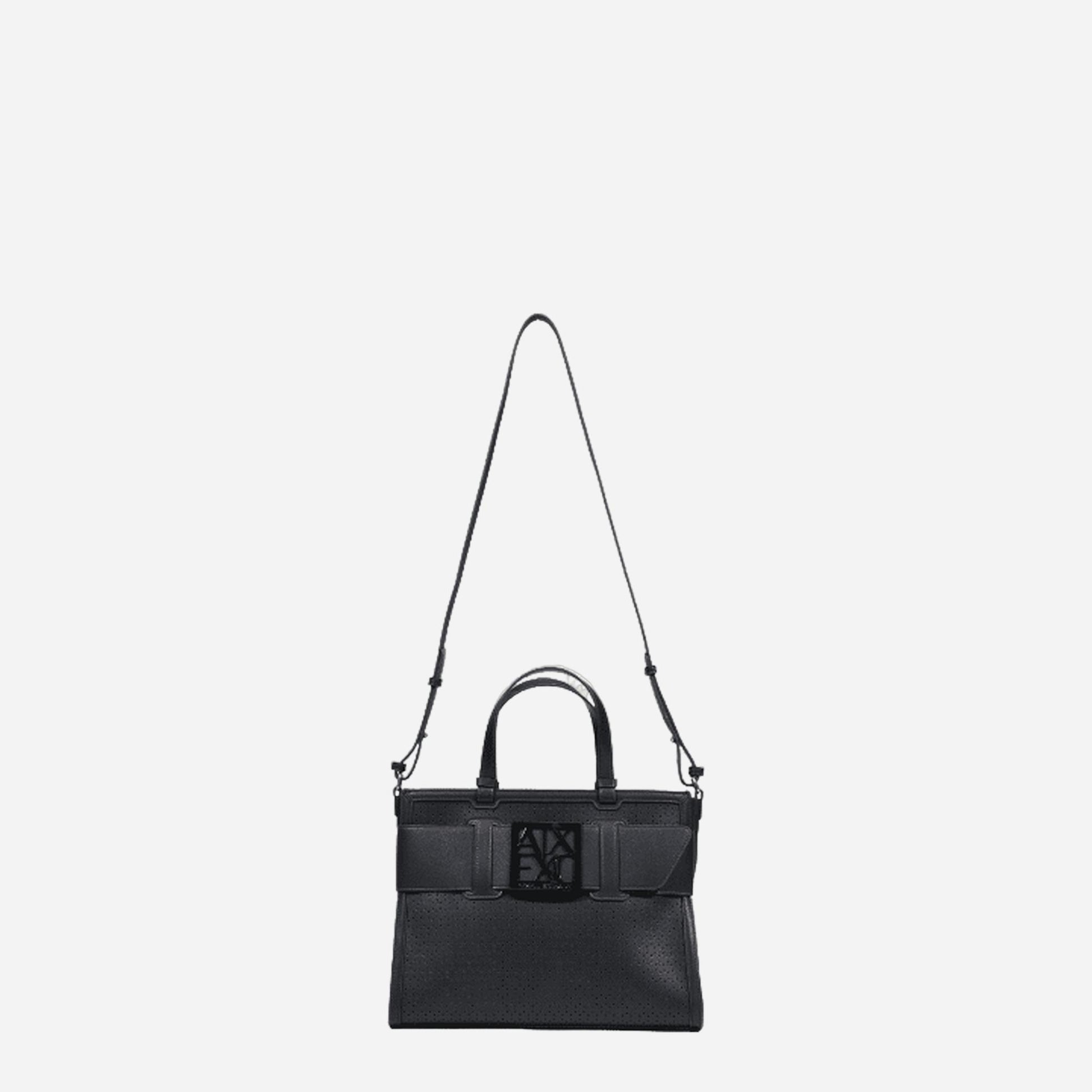 ARMANI EXCHANGE Borsa shopping grande traforata BLACK 
