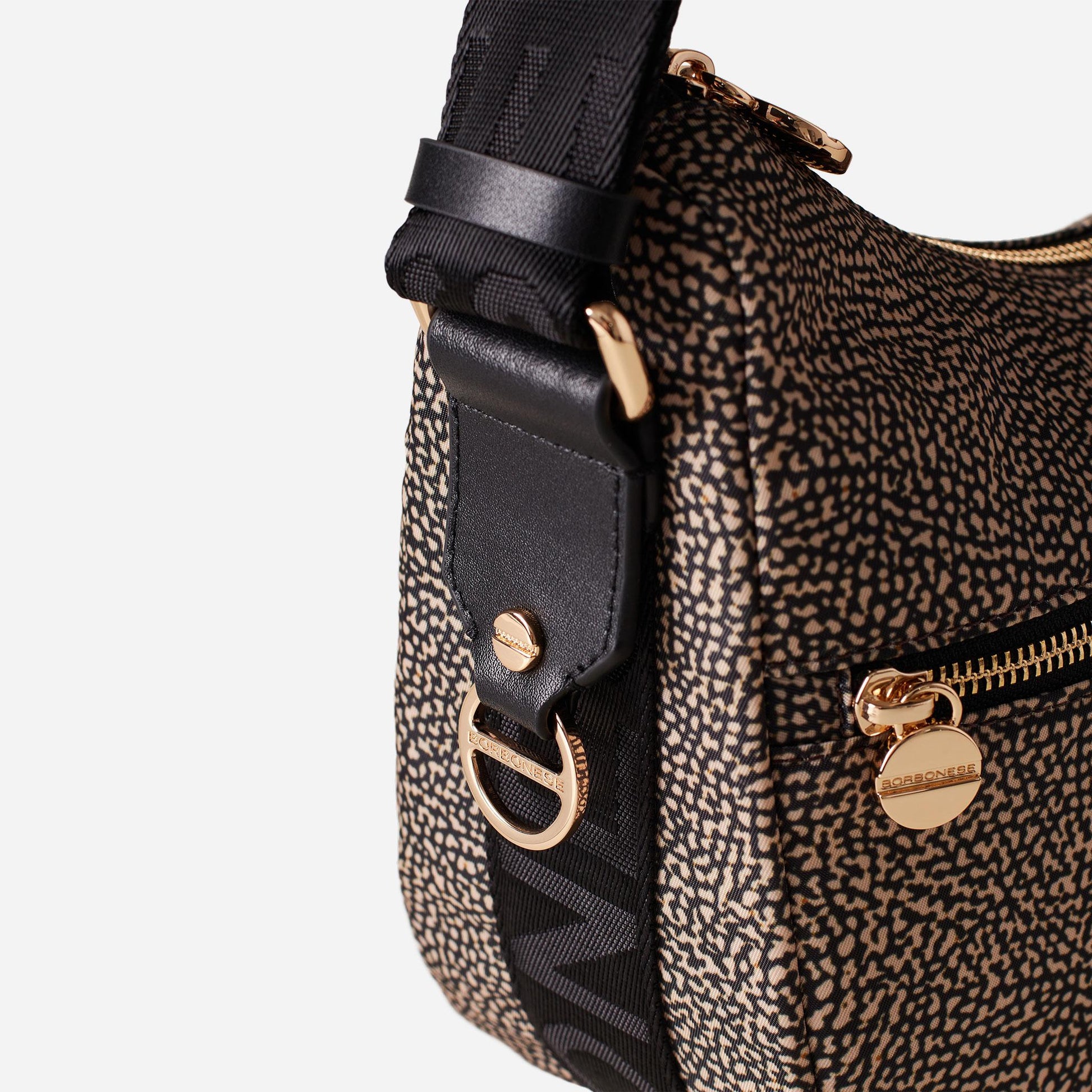 borbonese ECO LINE LUNA BAG SMALL OP NATURALE/NERO 