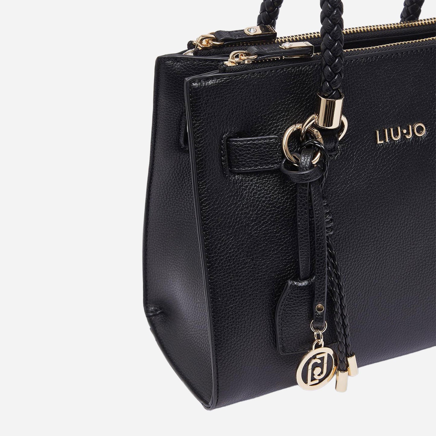 LIU JO Borsa satchel piccola con charms BLACK 