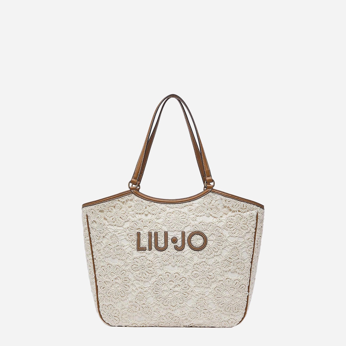 LIU JO Borsa tote grande in pizzo CREAM 