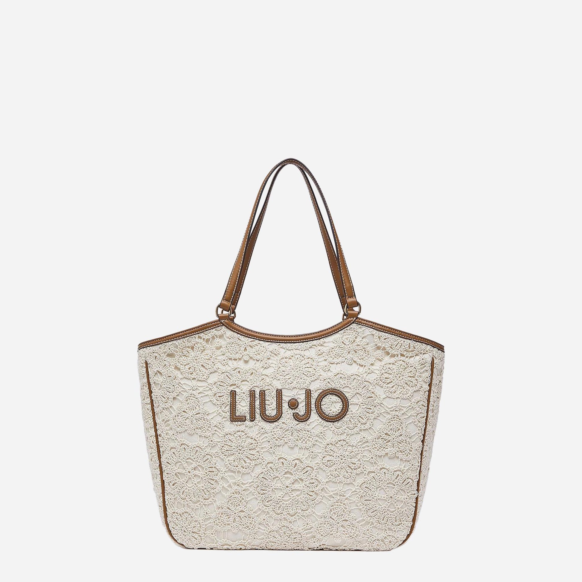 LIU JO Borsa tote grande in pizzo CREAM 