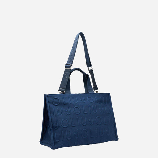 LIU JO Borsa tote media in maglia Blue sky 