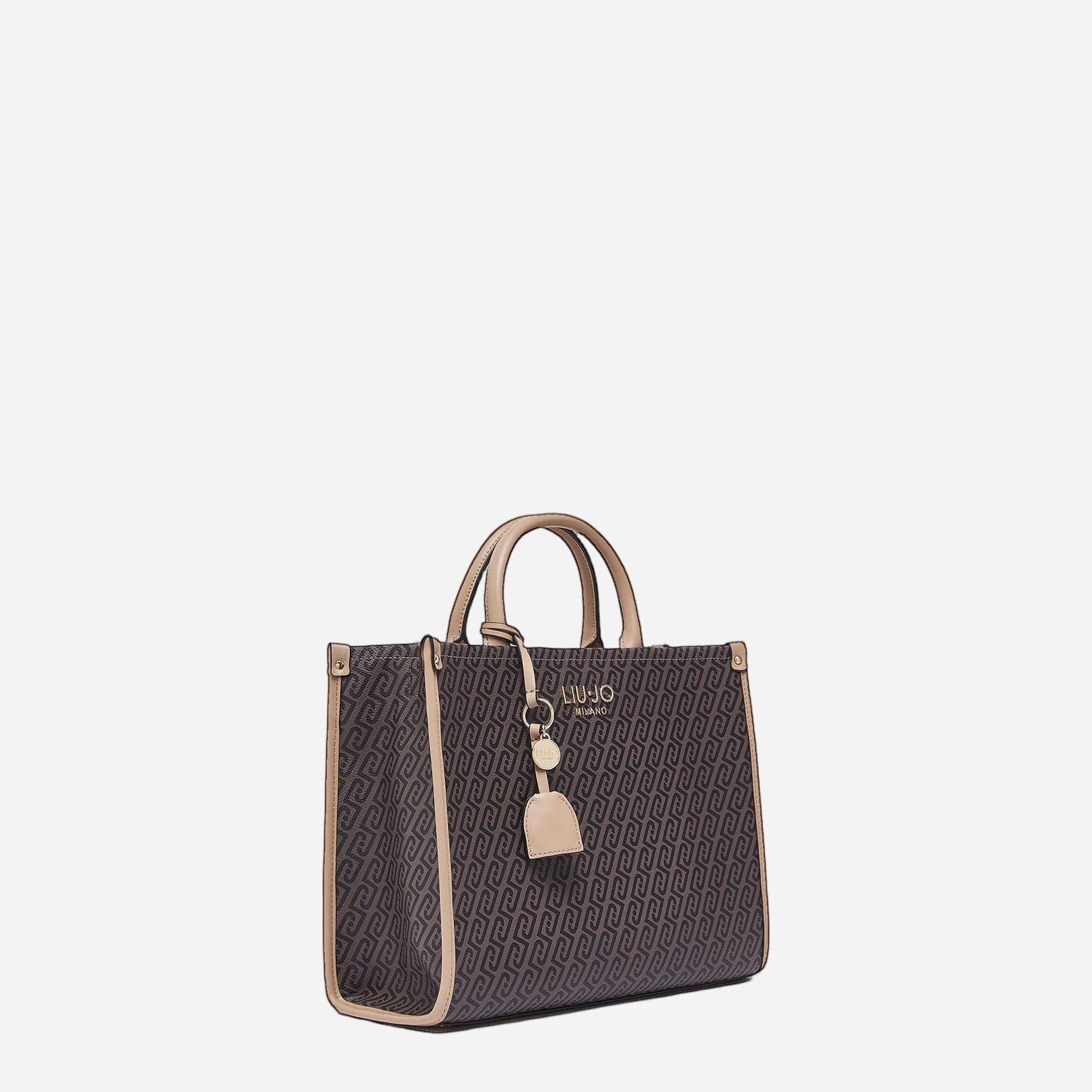 LIU JO Borsa jacquard media Testa moro/dk.cipria 