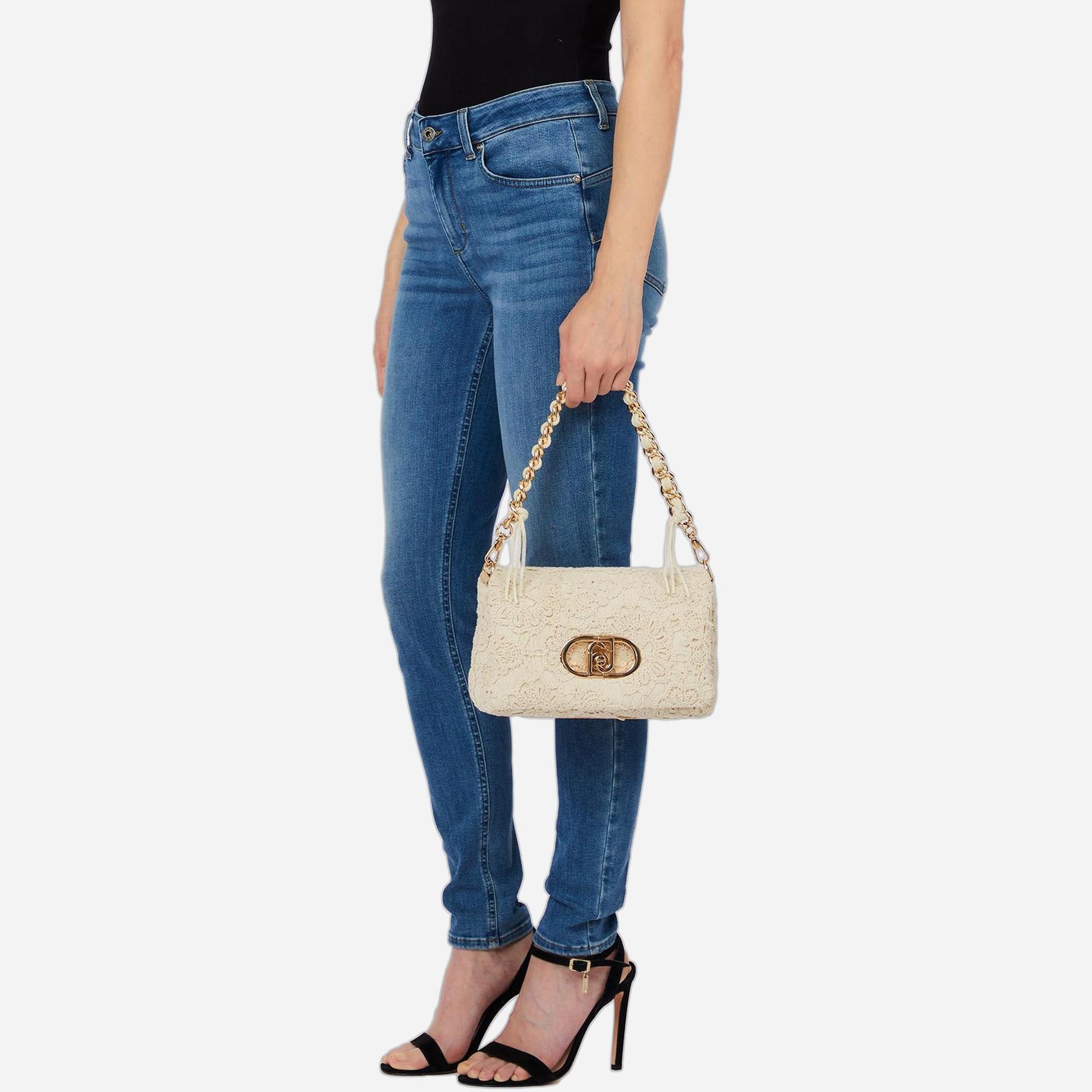 LIU JO Borsa media LaPuffy in crochet CREAM 