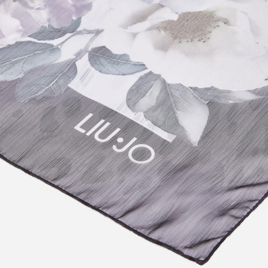 LIU JO Foulard grande con peonie BLACK 