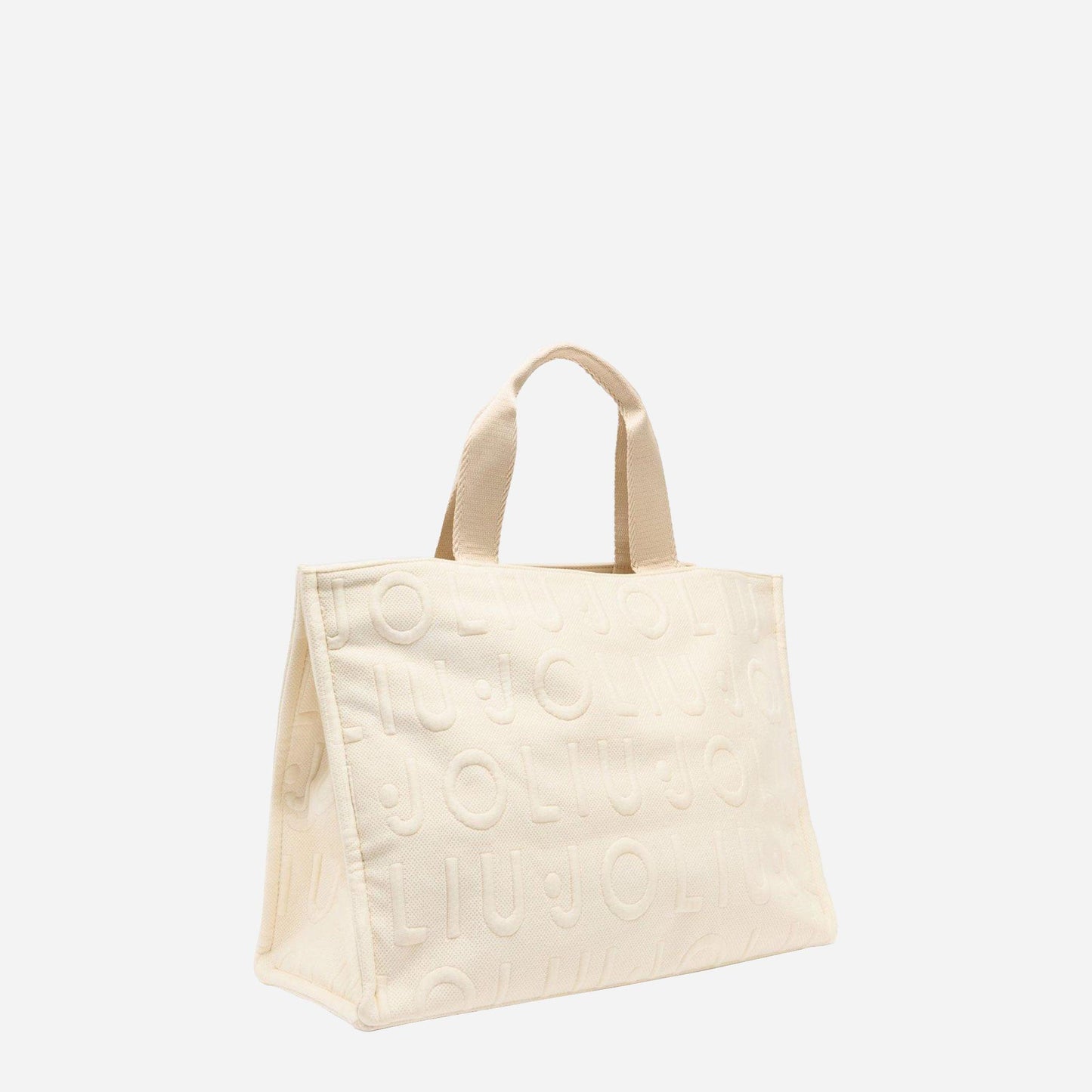 LIU JO Borsa tote media in maglia WHITE CREAM 