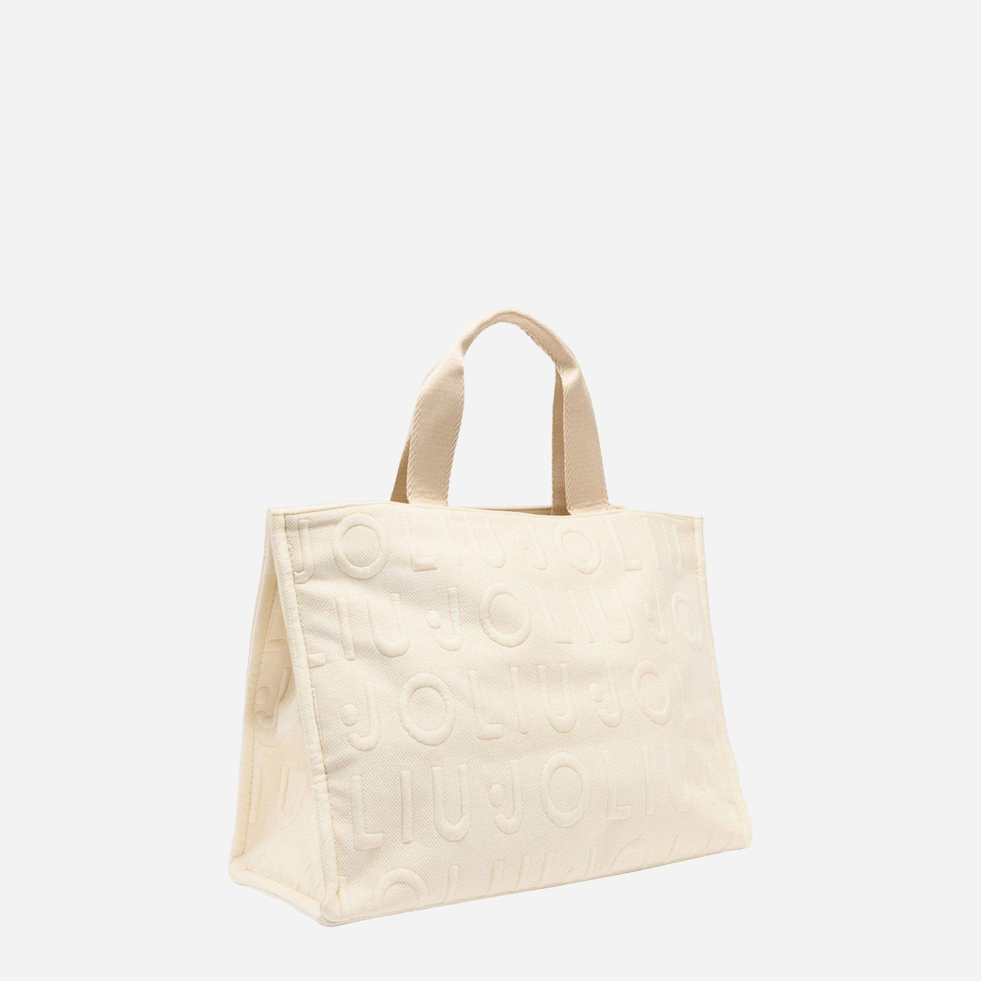 LIU JO Borsa tote media in maglia WHITE CREAM 