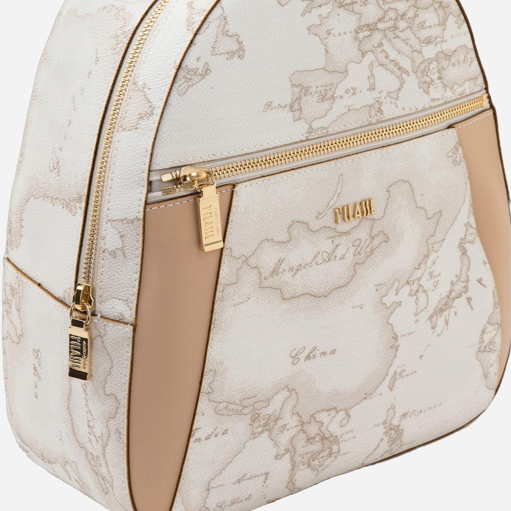 ALVIERO MARTINI Geo White zaino con inserti frontali in pelle Geo White 
