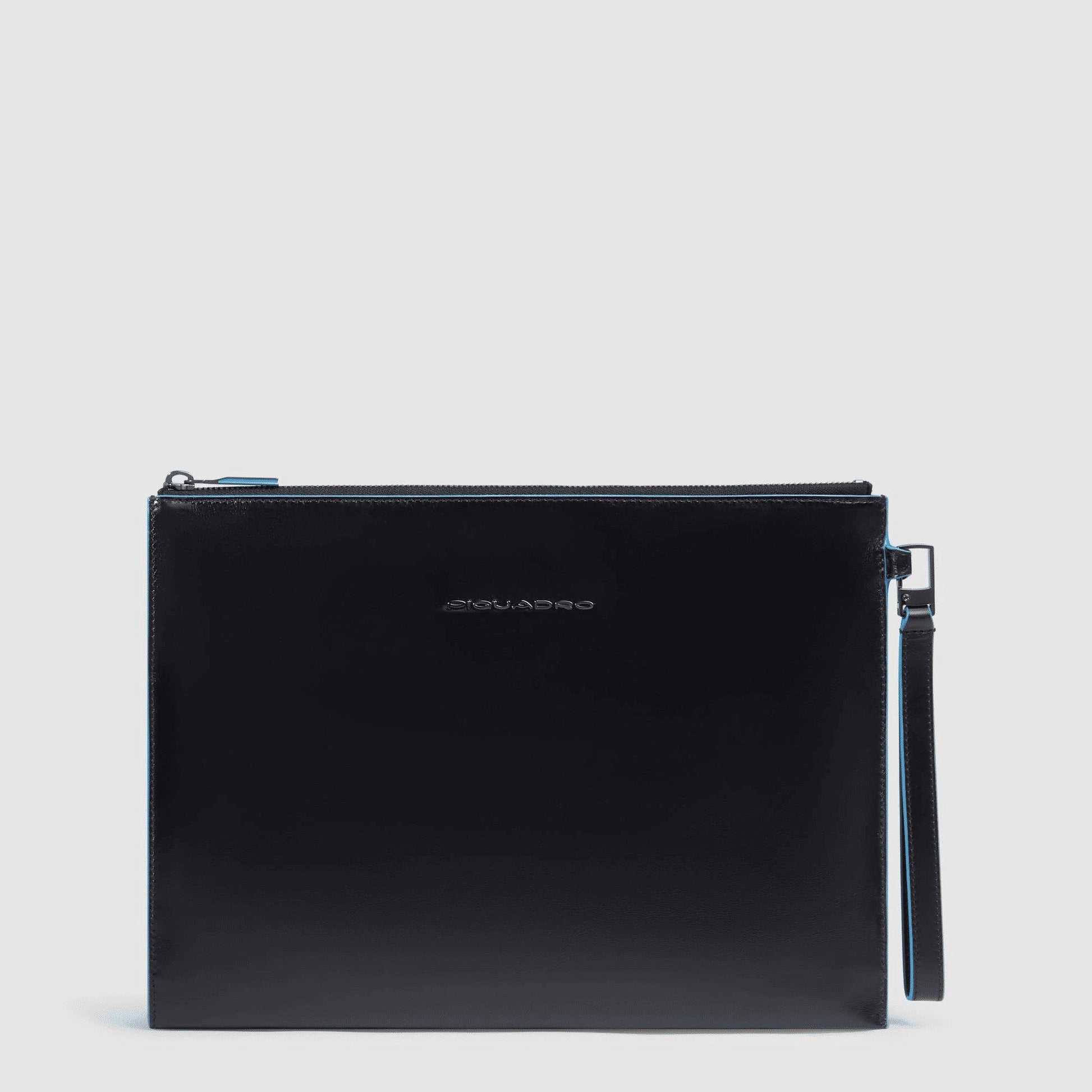 PIQUADRO Pochette uomo porta iPad® in pelle con polsiera Nero 