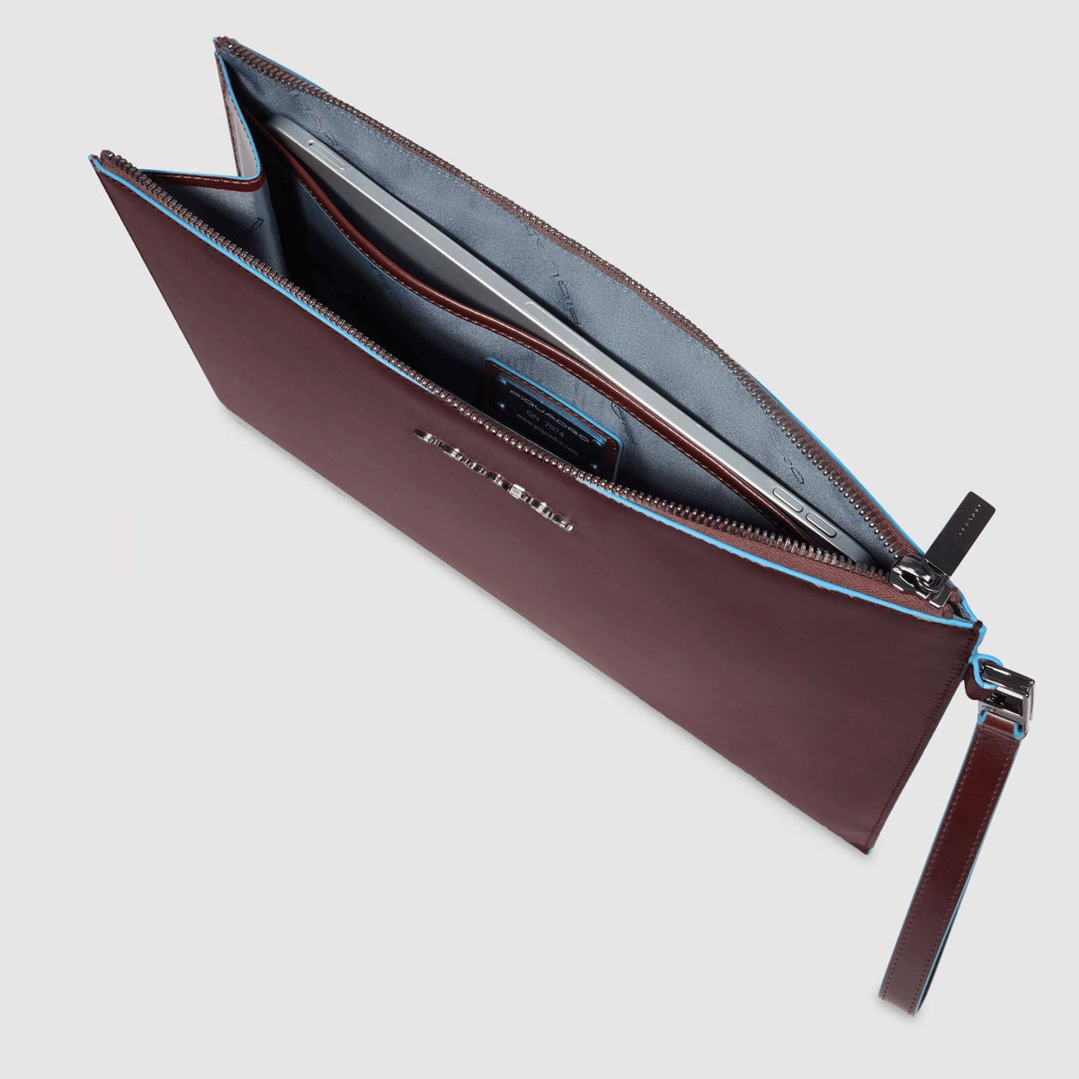 PIQUADRO Pochette uomo porta iPad® in pelle con polsiera Mogano 