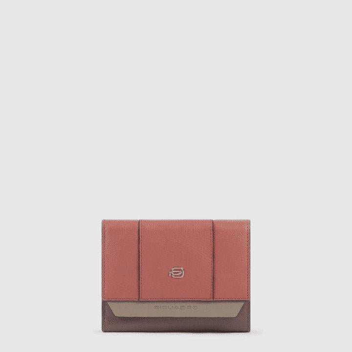 PIQUADRO Portafogli da donna piccolo in pelle con porta carte arancio/marrone 