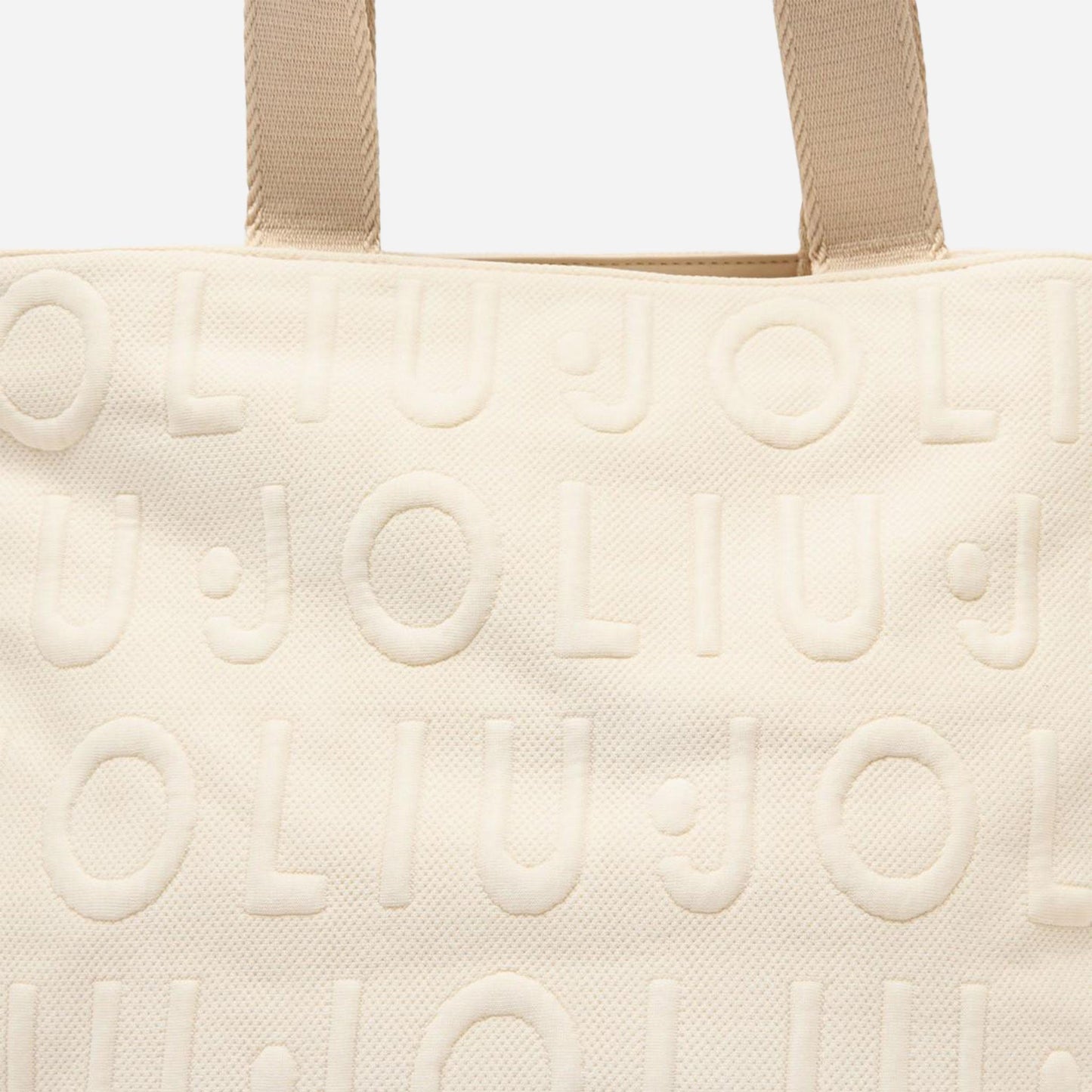 LIU JO Borsa tote media in maglia WHITE CREAM 