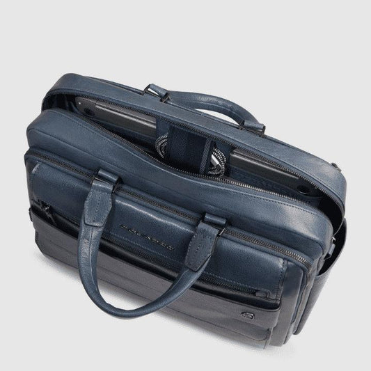 PIQUADRO Cartella  2 manici porta PC 15,6'' in pelle Avio 