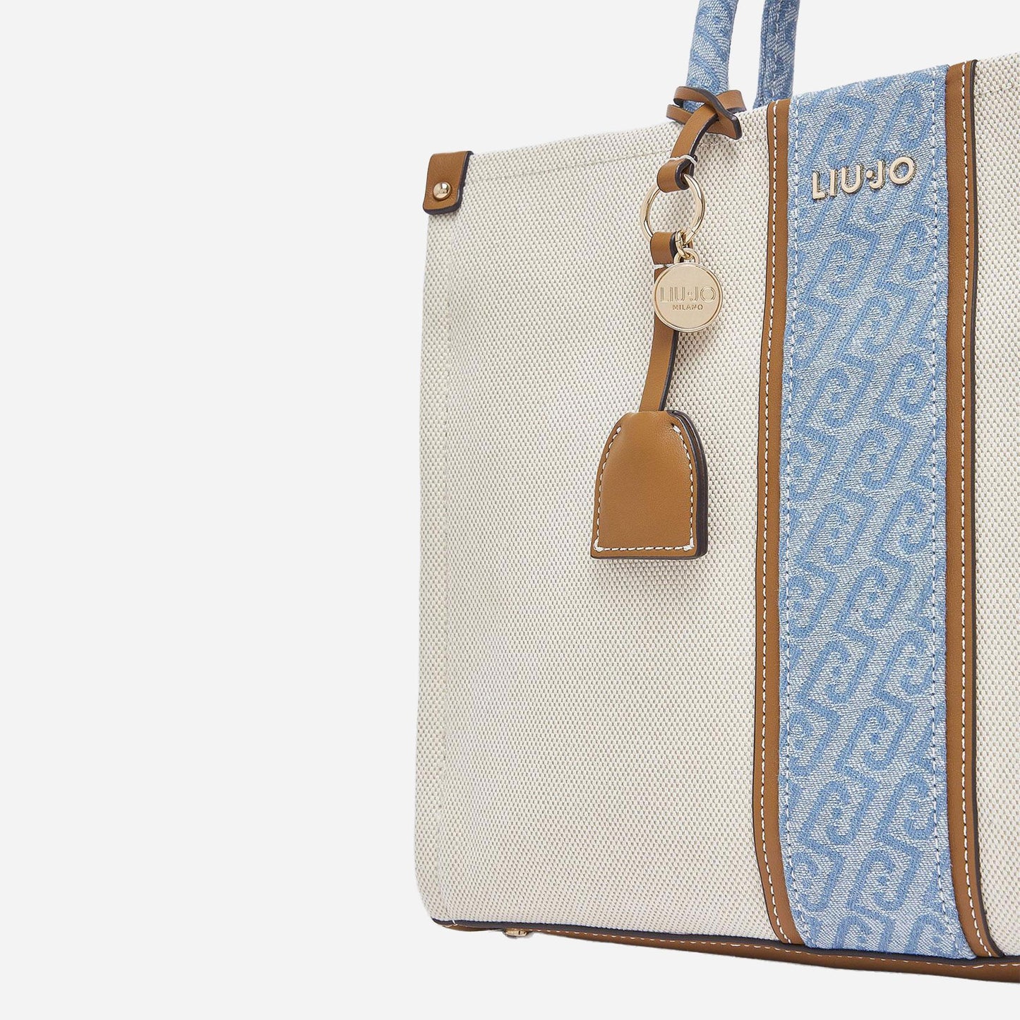 LIU JO Borsa jacquard media Neutro/denim 