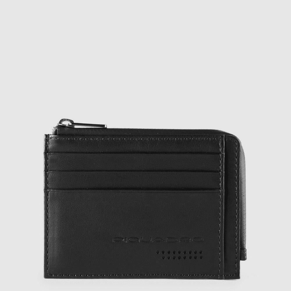 PIQUADRO Portamonete in pelle con porta documenti e carte Grigio/nero 